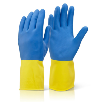 Bi Colour Heavyweight Yellow / Blue Gloves