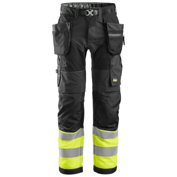 Snickers FlexiWork, Hi-Vis Work Trousers+ Holster Pockets Class 1
