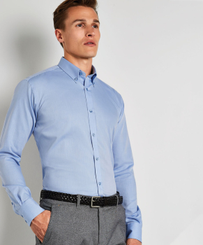 Kustom Kit Slim Fit Non-Iron Oxford Twill Long Sleeve Shirt