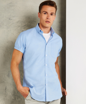 Kustom Kit Slim Fit Workwear Oxford Short Sleeve Shirt