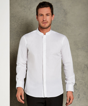 Kustom Kit Mandarin Fitted Long Sleeve Shirt