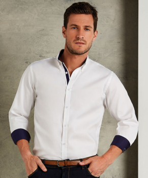 Kustom Kit Contrast Oxford Long Sleeve Shirt