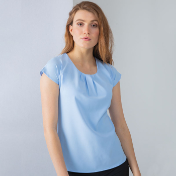 Henbury Pleat Front Short Sleeve Blouse Henbury Pleat Front Short Sleeve Blouse