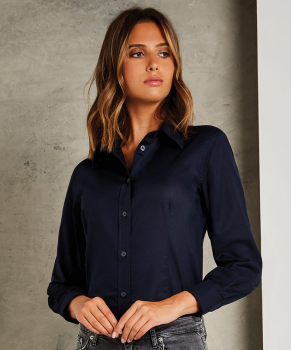 Kustom Kit Workplace Oxford Long Sleeve Blouse Kustom Kit Workplace Oxford Long Sleeve Blouse