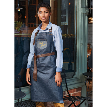 Premier Division Waxed-Look Denim Bib Apron Premier Division Waxed-Look Denim Bib Apron