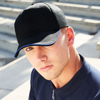 Beechfield Authentic 5-Panel Piped Peak Cap Beechfield Authentic 5-Panel Piped Peak Cap